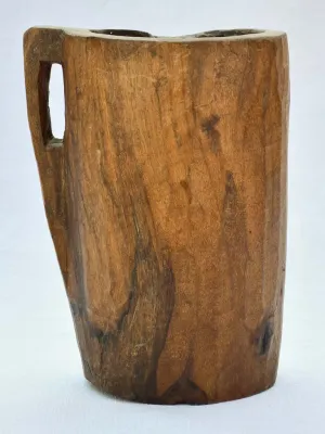 Primitive carved wooden pitcher jug 12¼"