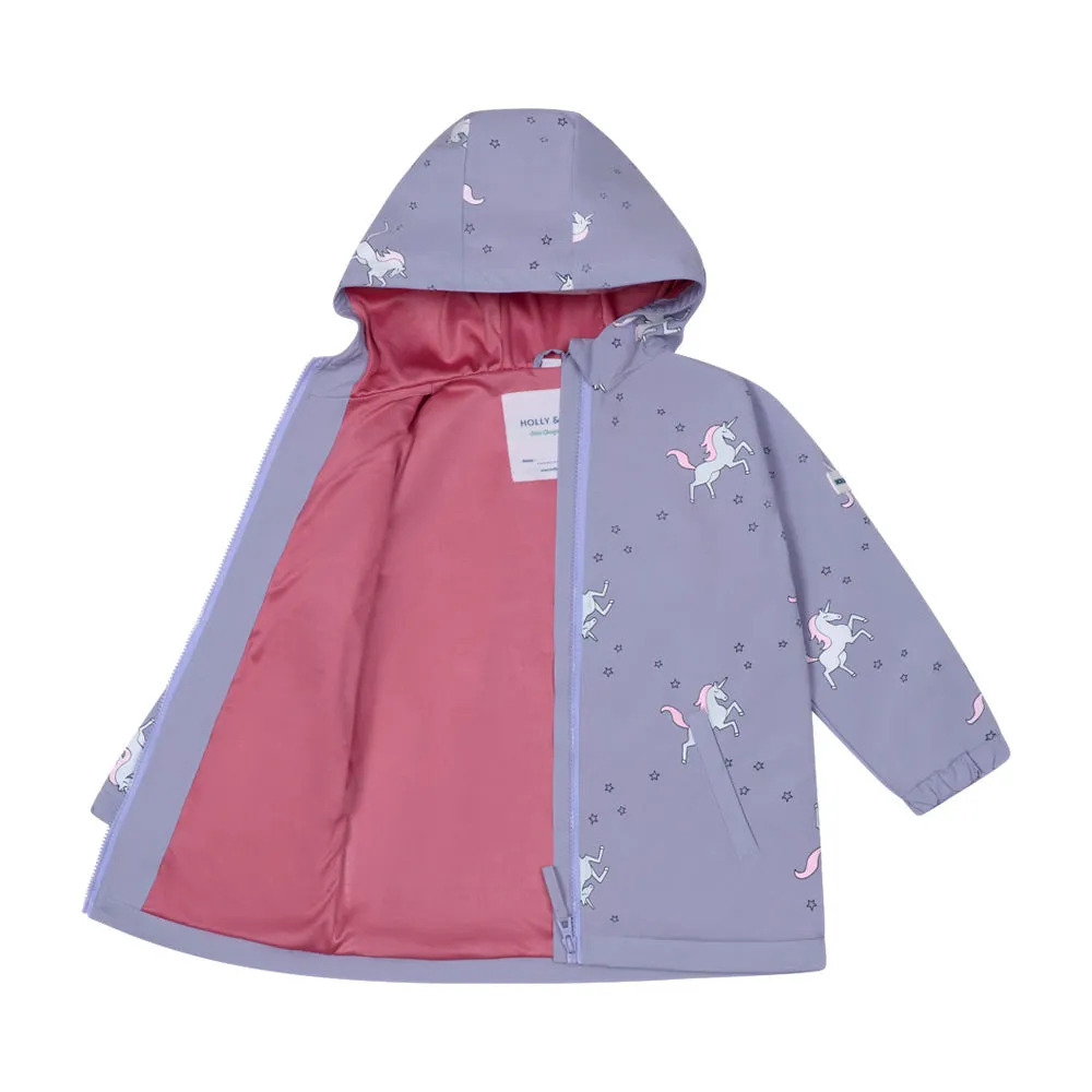 Purple Unicorn Color Changing Kids Raincoat