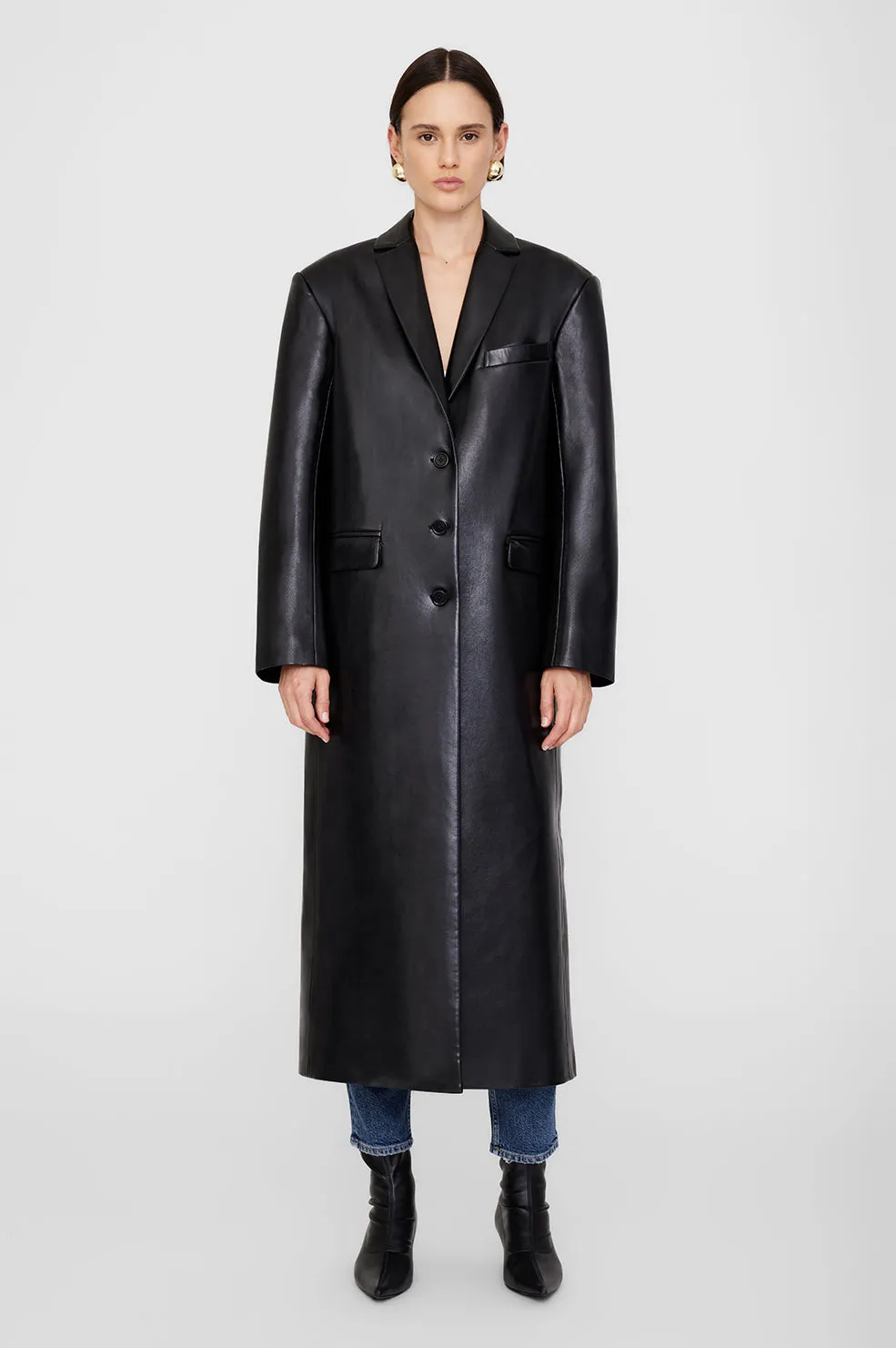 Quinn Coat - Black Recycled Leather