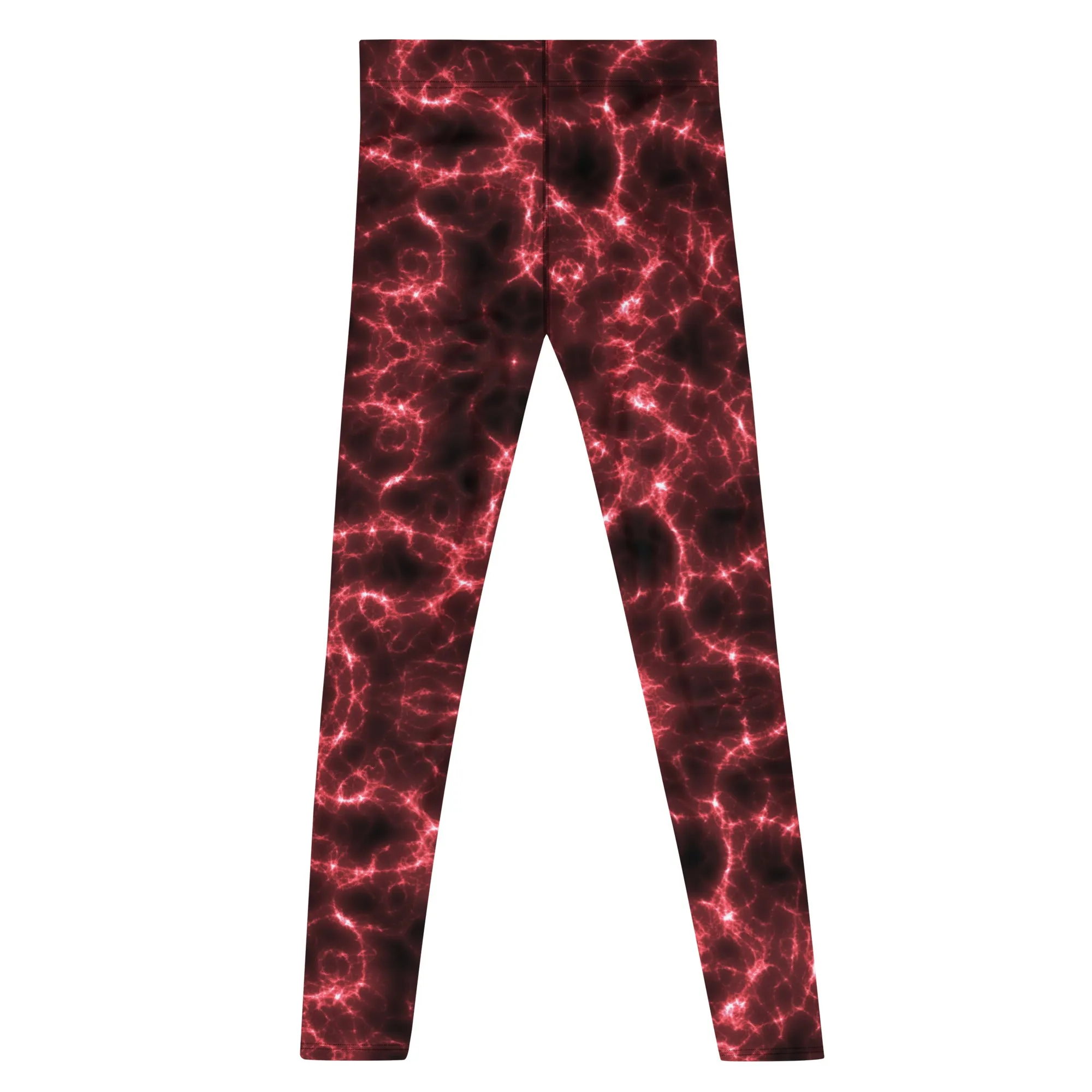 Red Lightning Men's Leggings, Mens Lightning Storm Pants, Thunder Lightning Leggings For Men-Made in USA/EU/MX