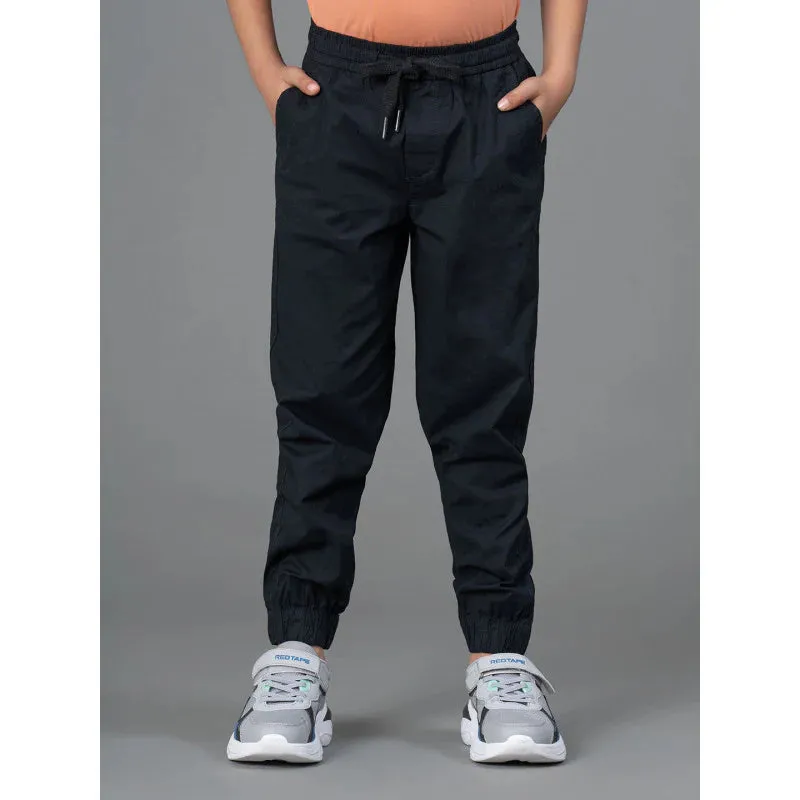 RedTape Boy's Joggers- Relaxing| Cotton| Black Color| Casual Fit| Front and Back Side Pockets.