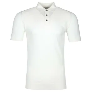 Remus Uomo Waffle Knitted Polo Shirt in White