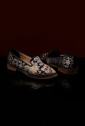 Royal Blue Brocade Loafers