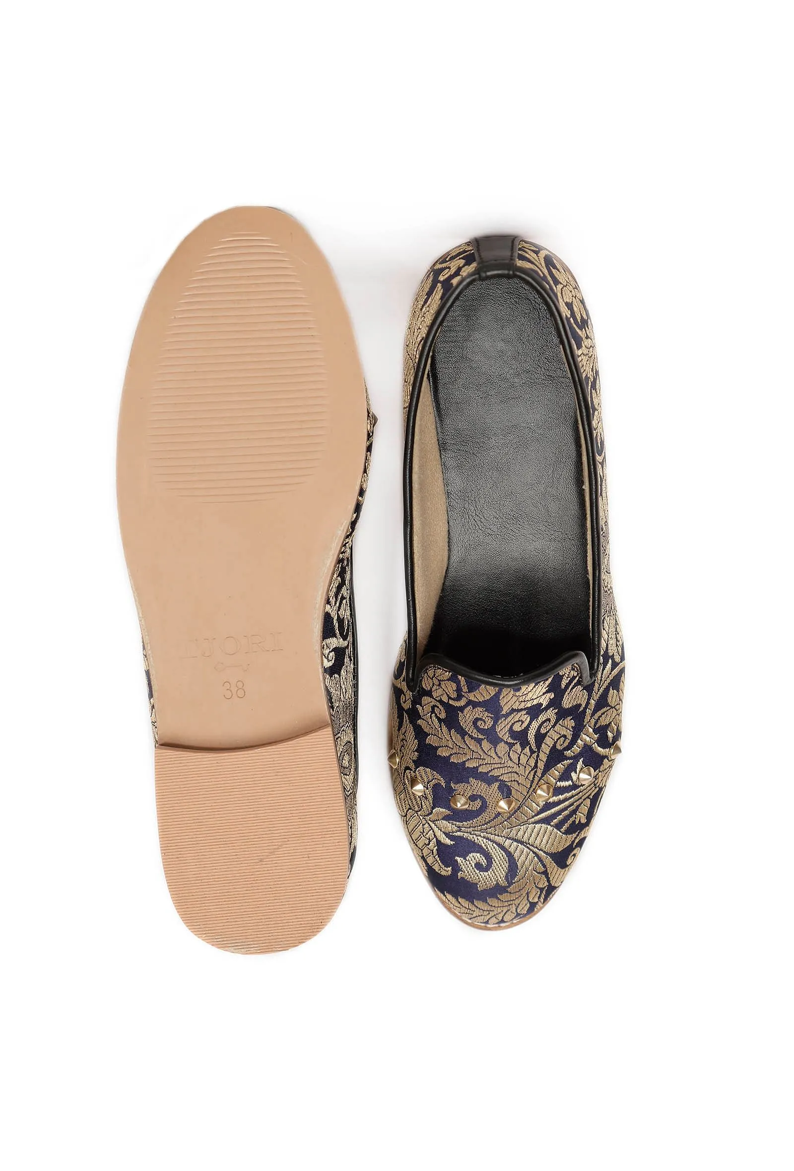 Royal Blue Brocade Loafers