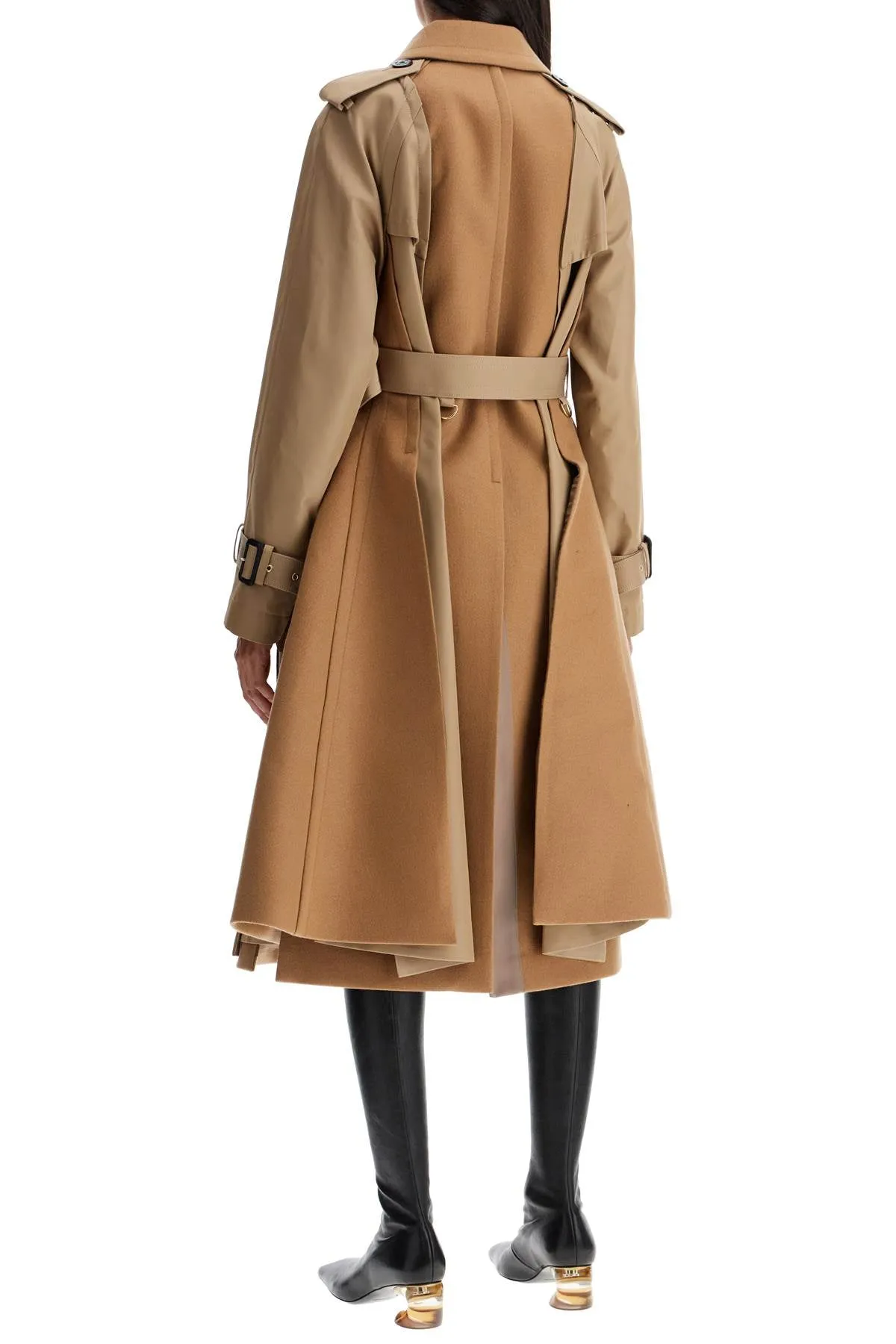 Sacai hybrid coat in gabardine and