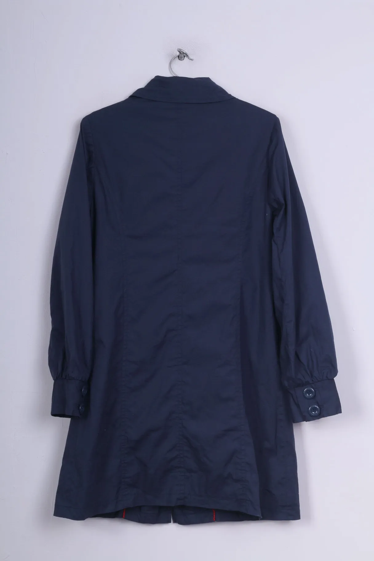 Sara Kelly by Ellos Womens 42 M Trench Coat Navy Single Breasted Cotton