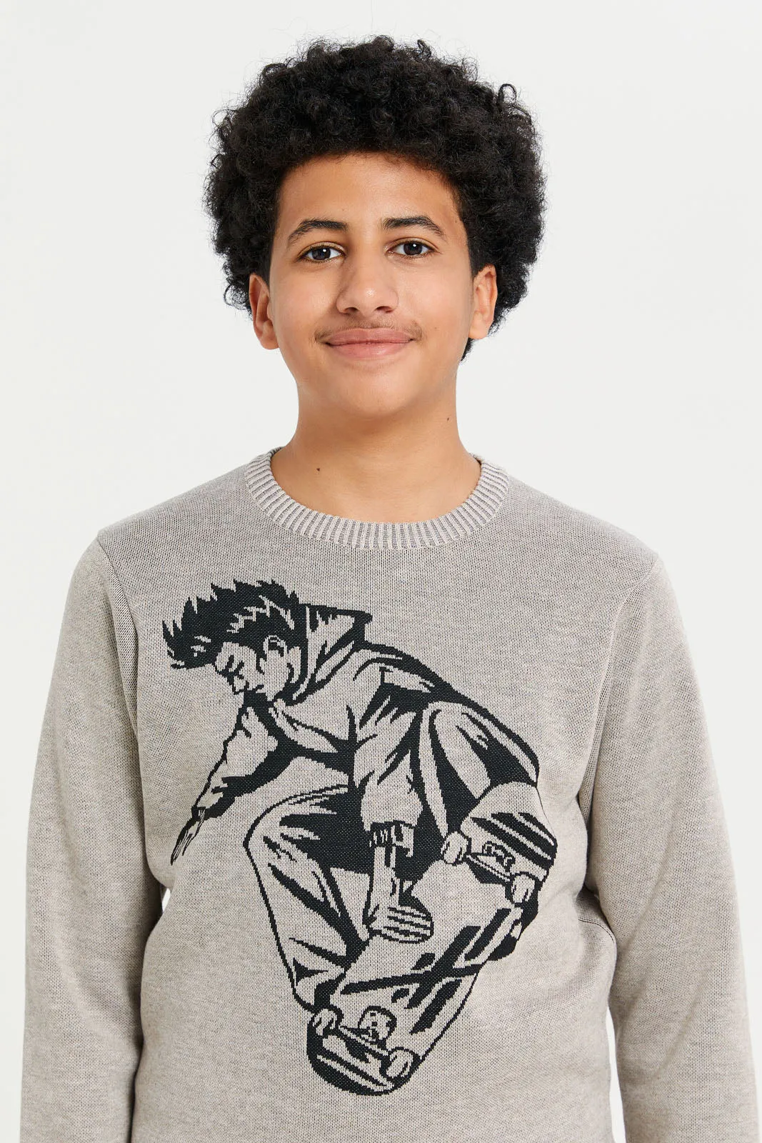 Senior Boys Beige Knitted Pullover