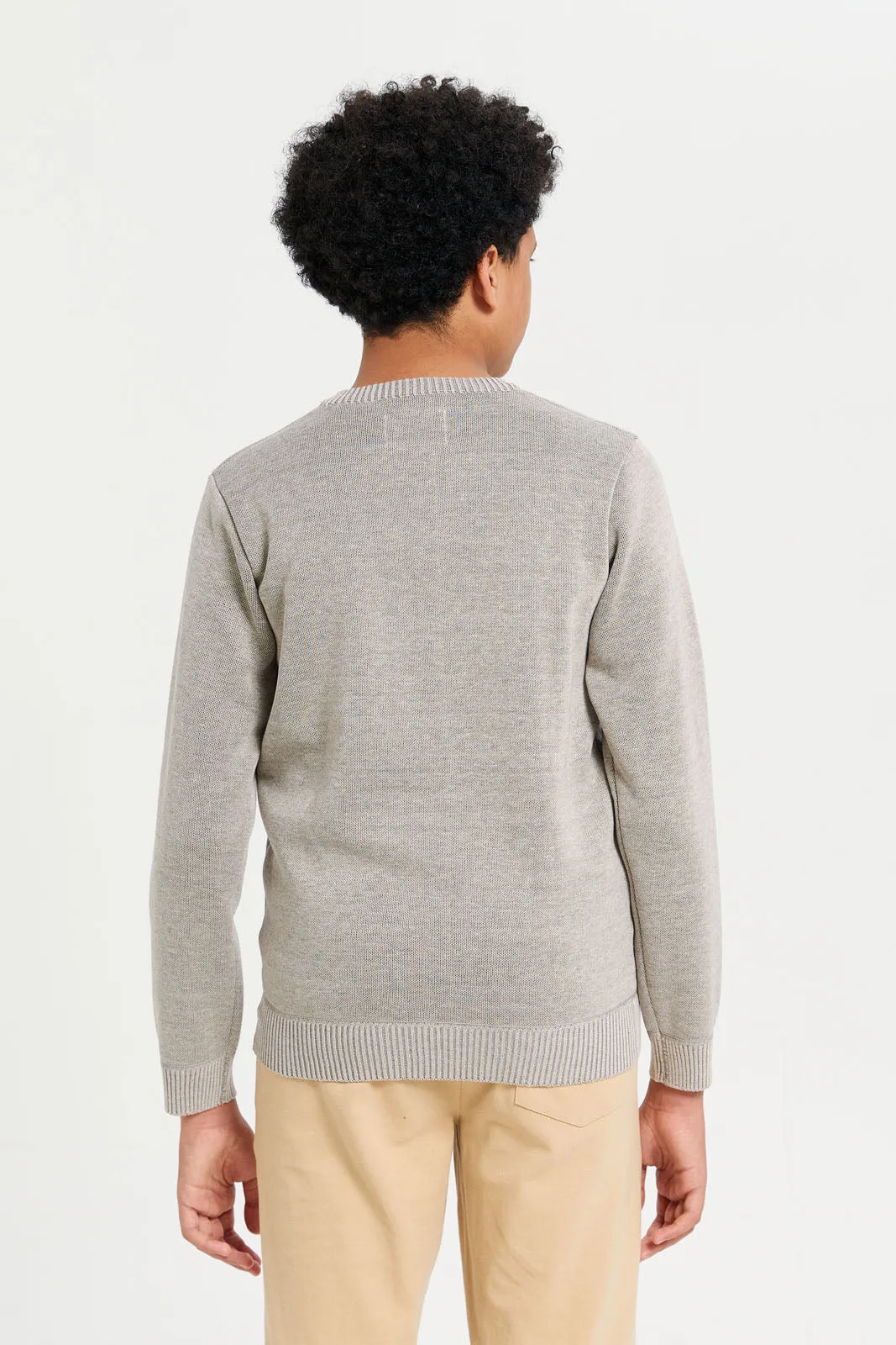 Senior Boys Beige Knitted Pullover