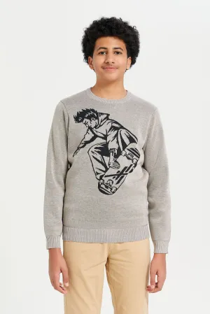 Senior Boys Beige Knitted Pullover