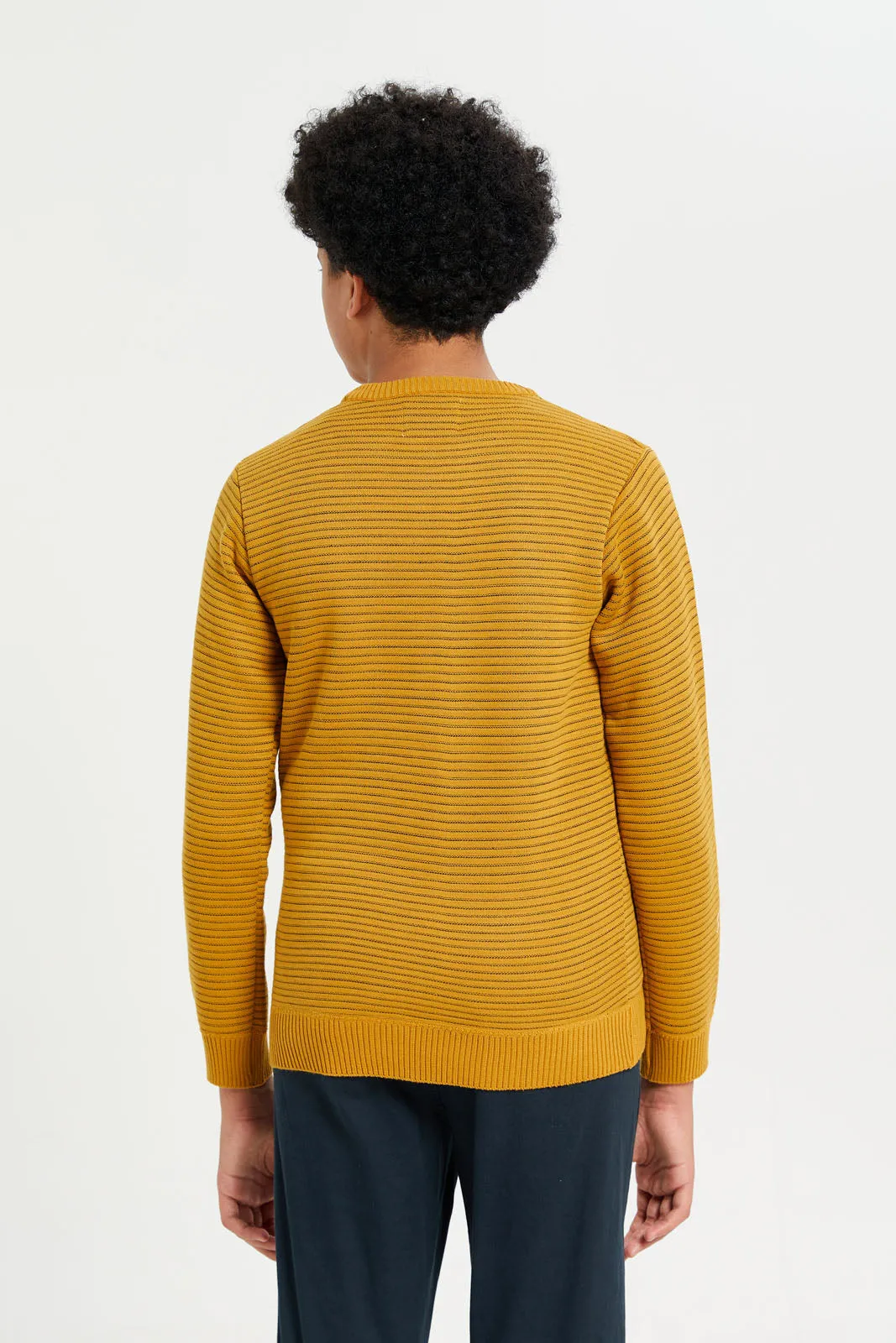 Senior Boys Mustard Knitted Pullover