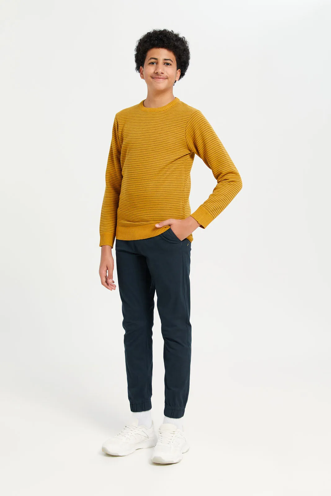 Senior Boys Mustard Knitted Pullover