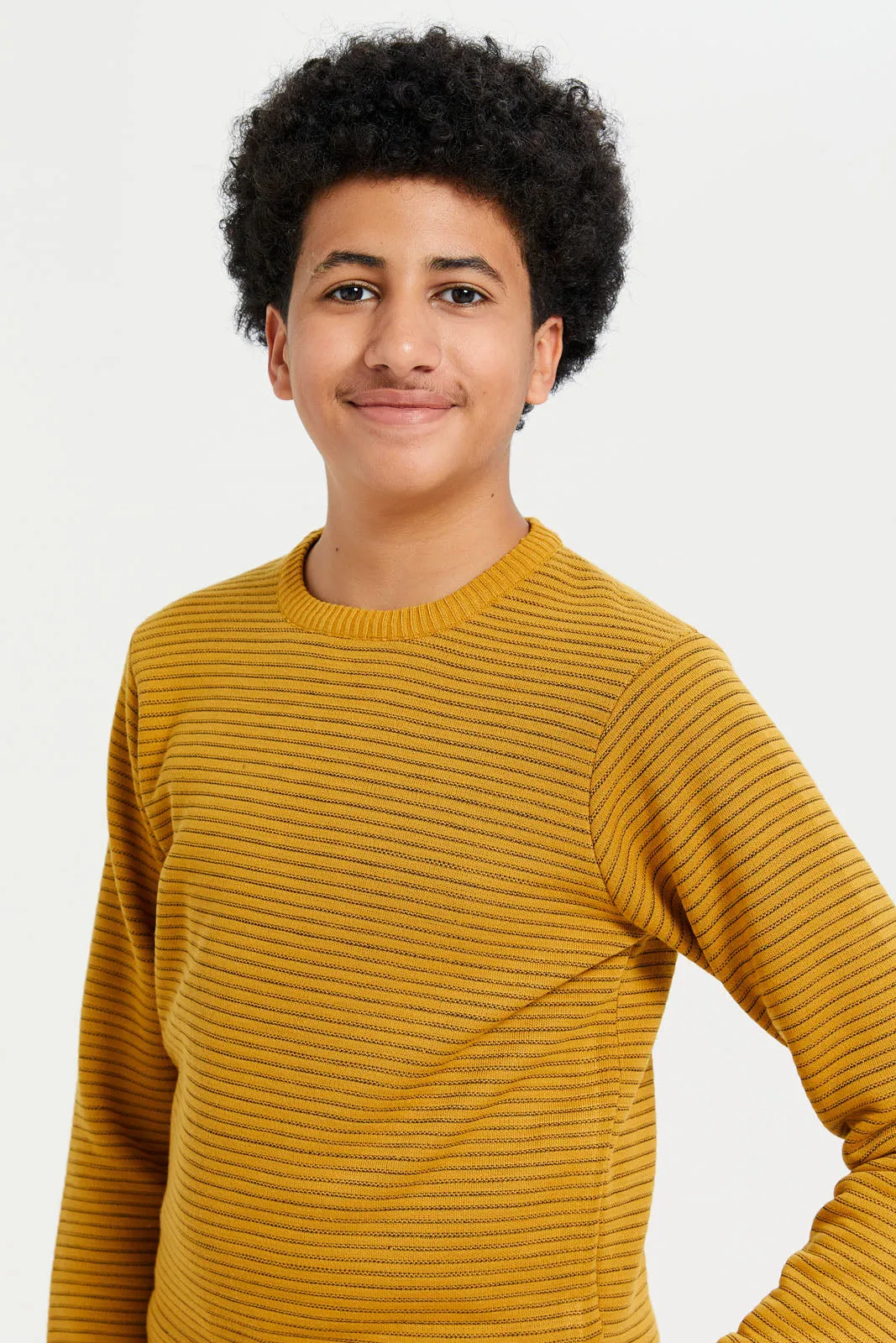 Senior Boys Mustard Knitted Pullover