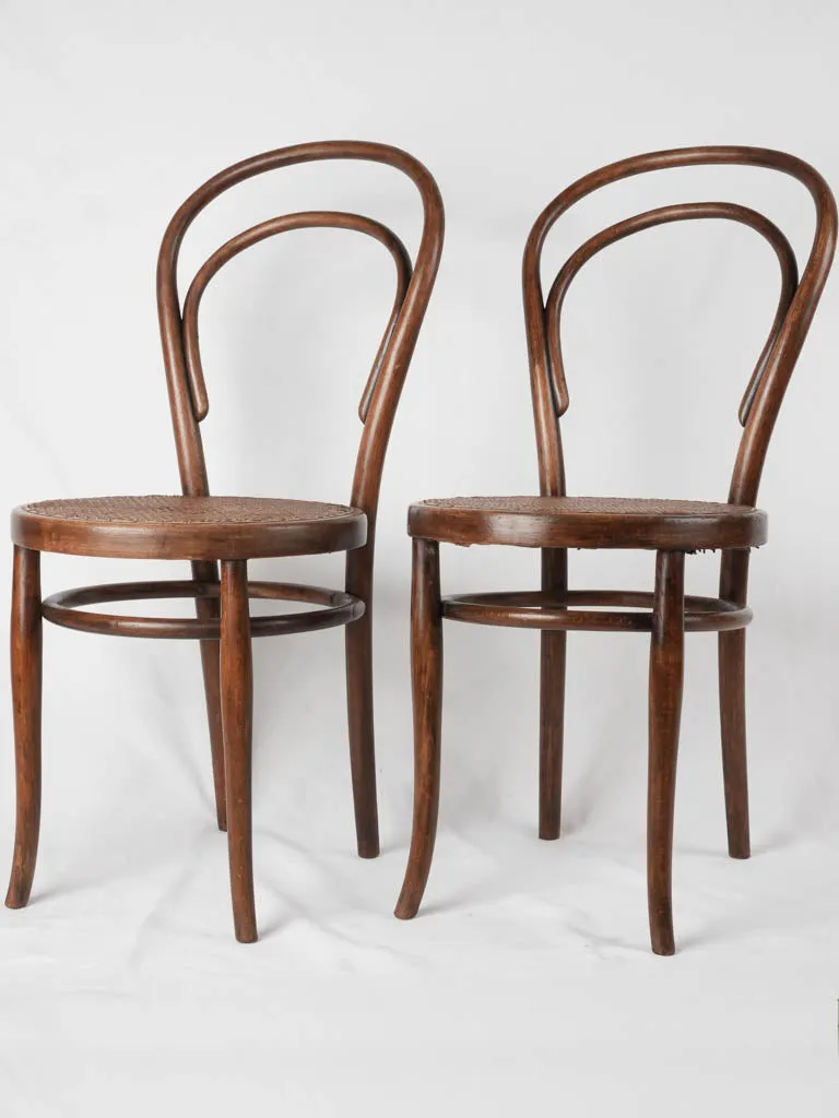 Set of antique French six bentwood bistro chairs