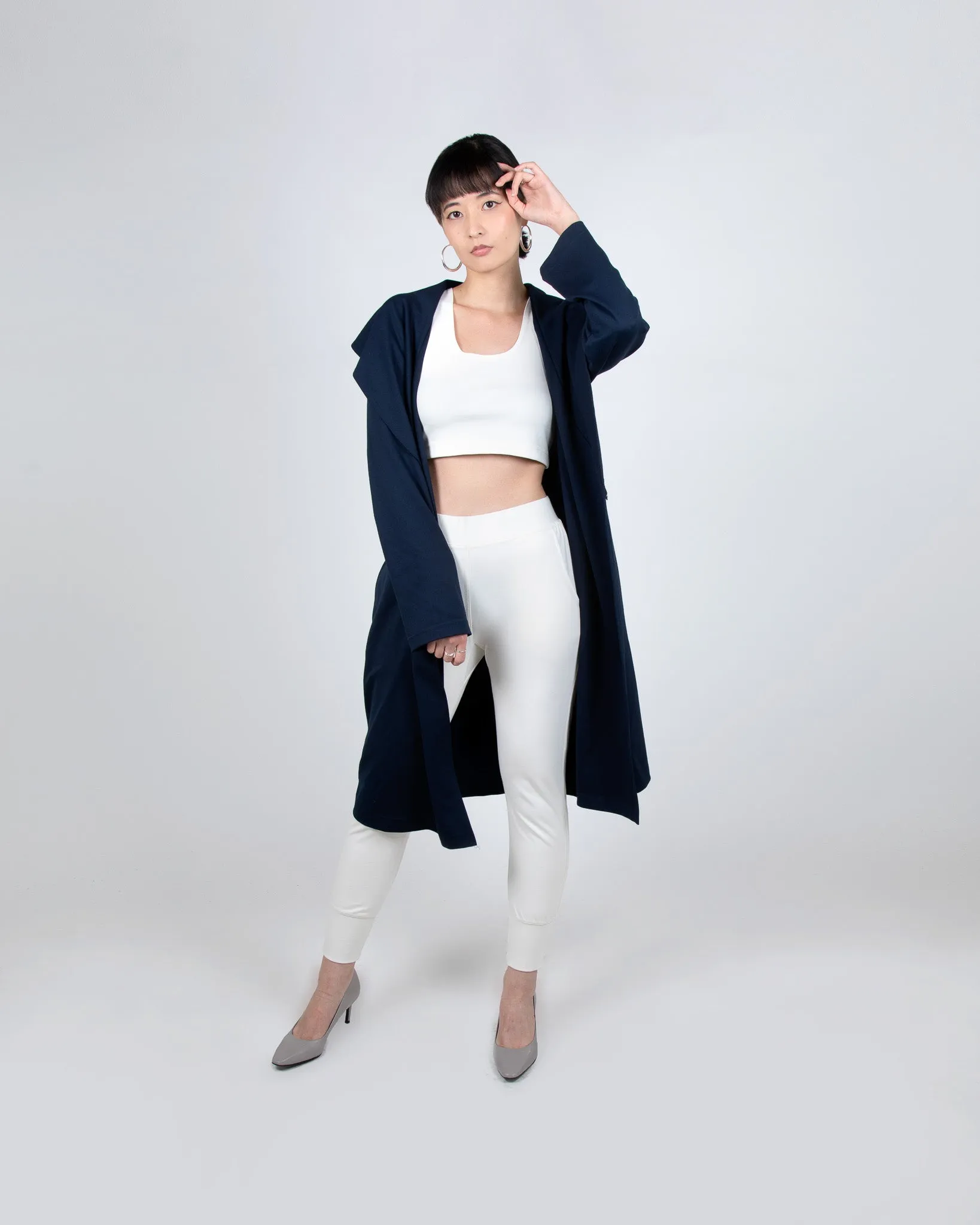 Shawl Collar Trench Coat in Navy