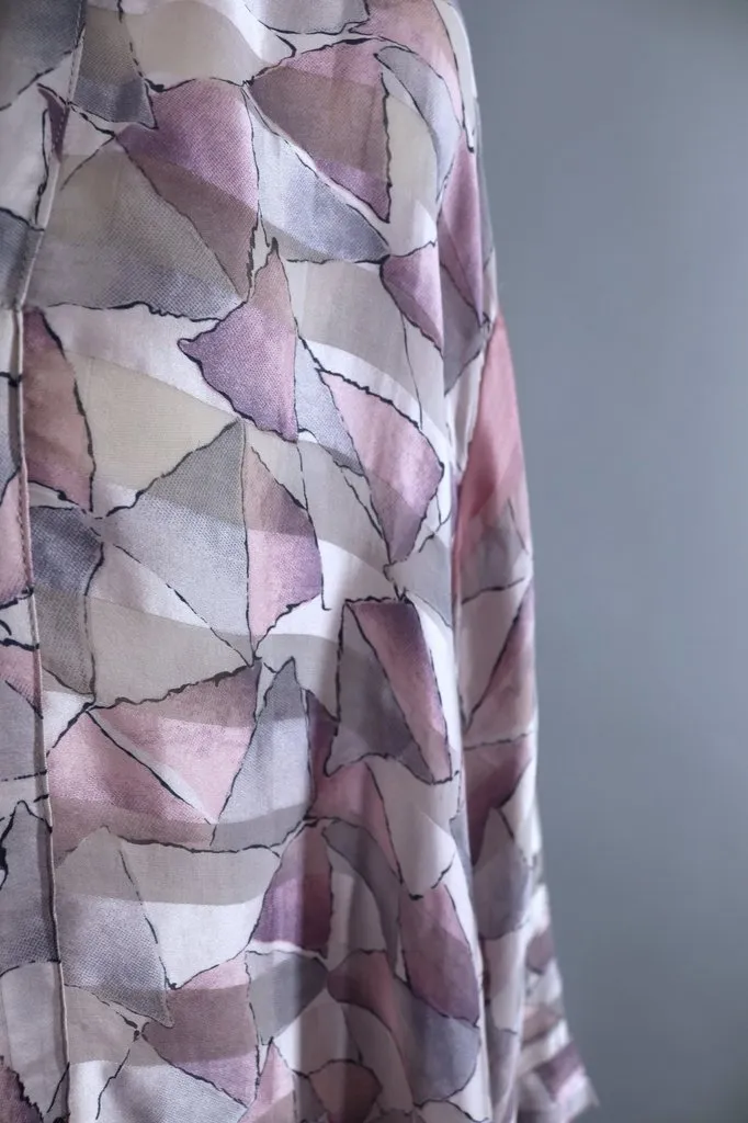 Silk Sari Kimono Cardigan / Pastel Pink & Grey