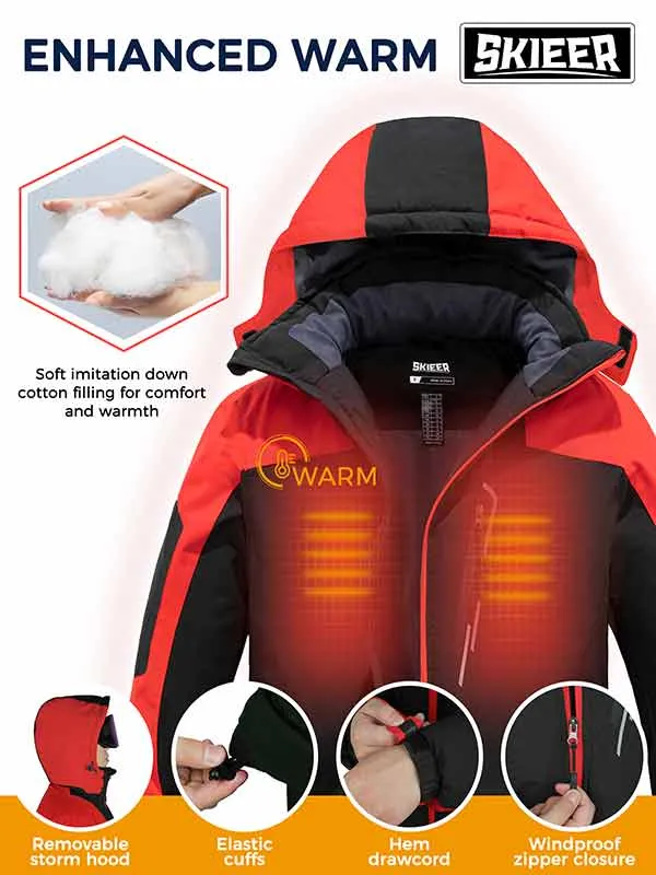 Skieer Men's Ski Jacket Waterproof Snowboarding Jackets Winter Snow Windproof Coat Warm Raincoat