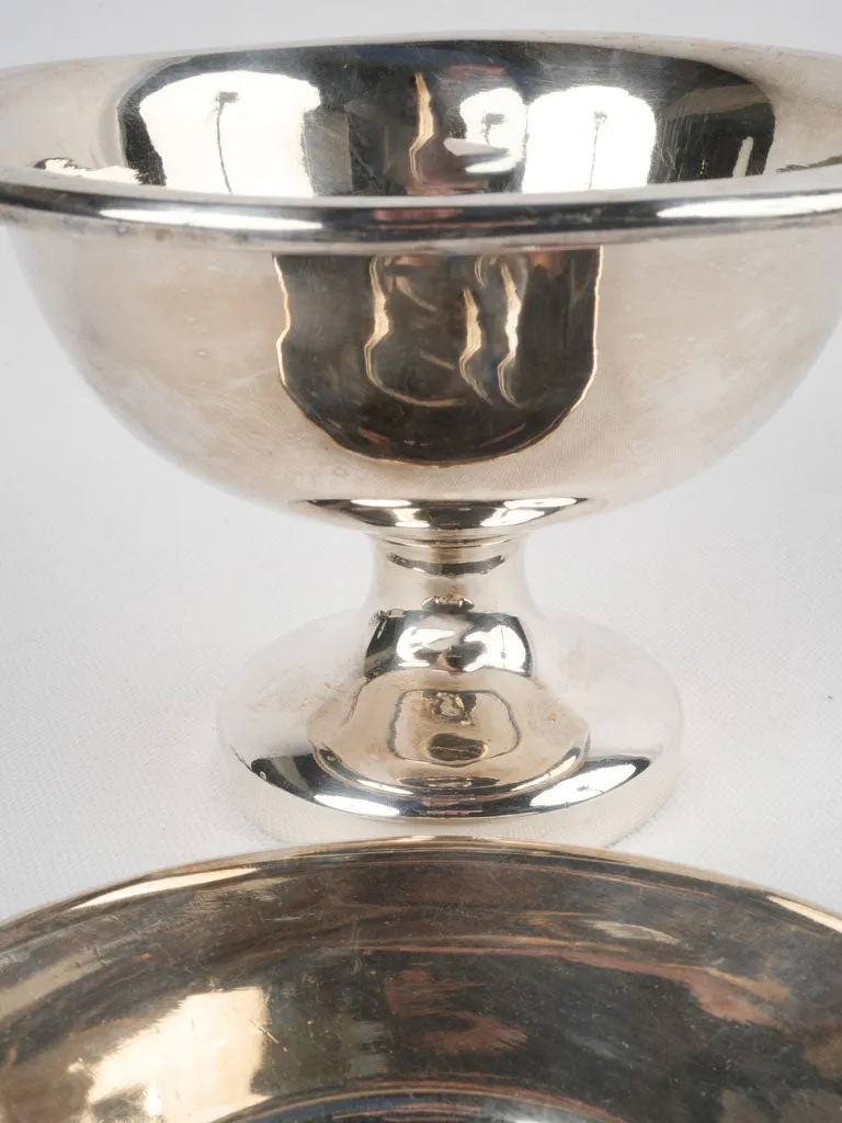 Small 19th-century silver-plated candy bowl w/ plate 4¼"