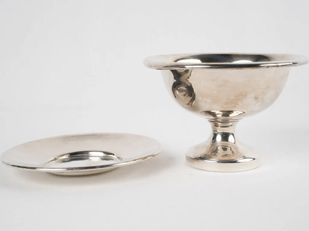 Small 19th-century silver-plated candy bowl w/ plate 4¼"