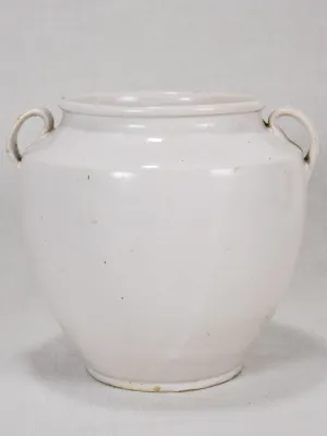 Small antique French preserving pot - white 8"