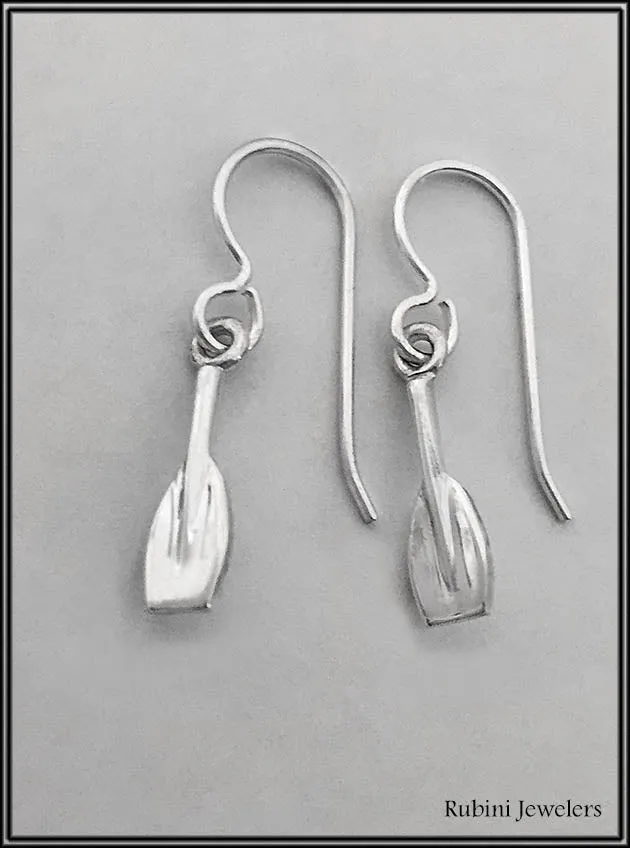 Small Tulip Rowing Blade & Shaft Dangle Earrings by Rubini Jewelers