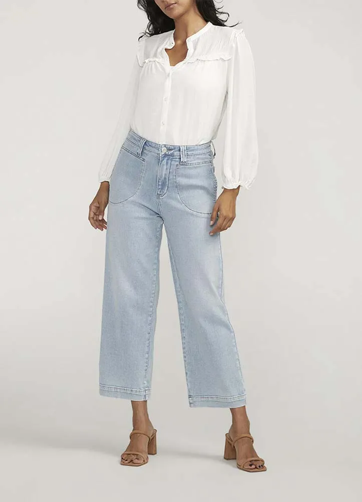 Sophia Wide Leg Crop Jeans in Surf Spray Blue by Jag Jeans