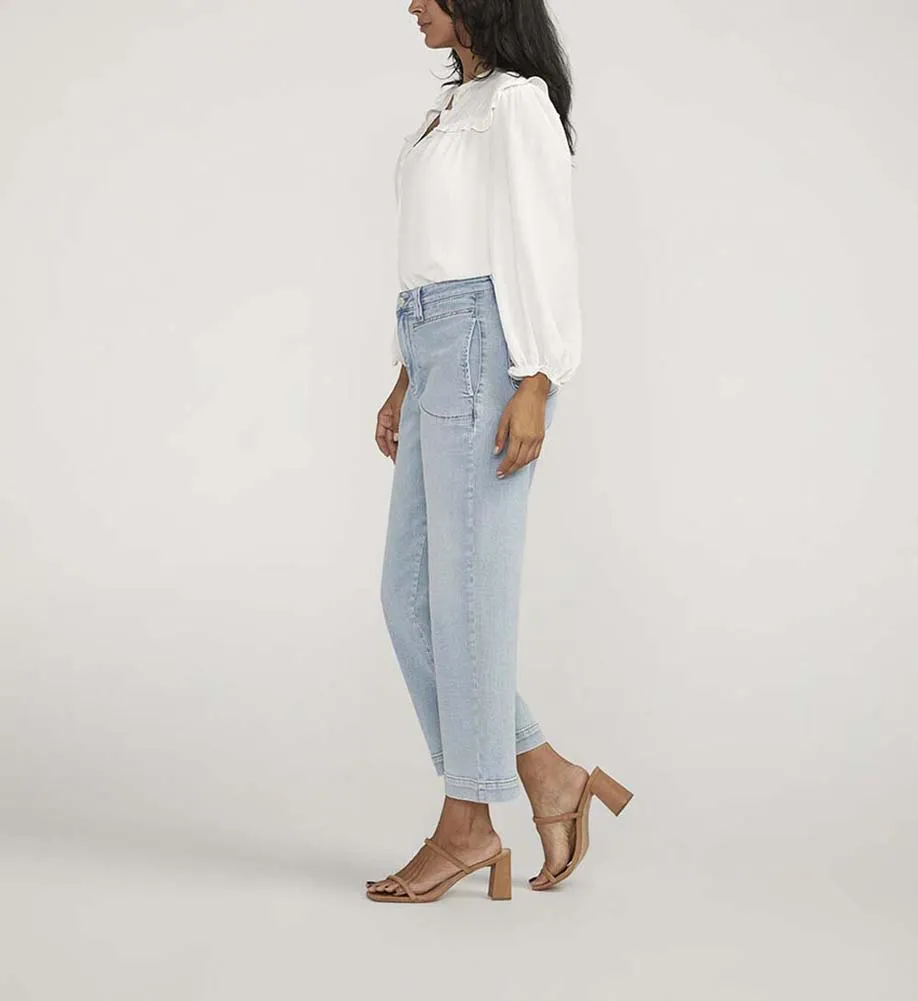 Sophia Wide Leg Crop Jeans in Surf Spray Blue by Jag Jeans