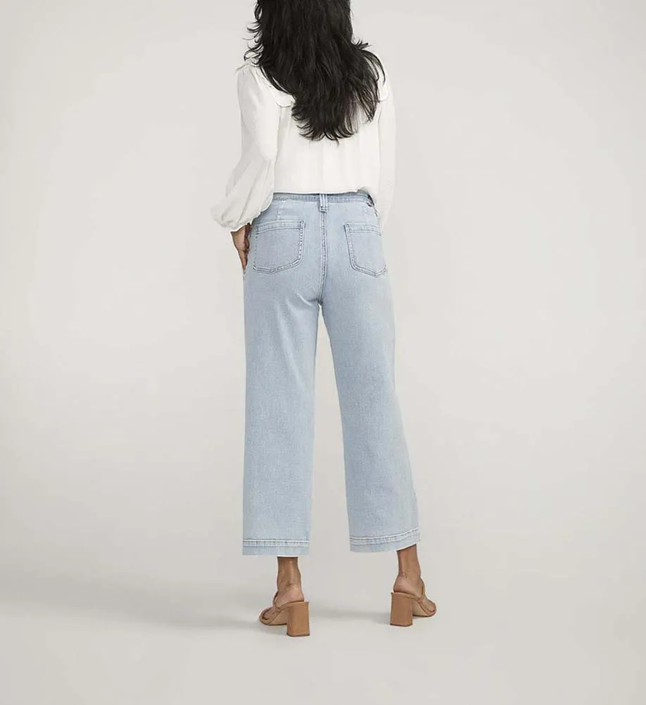 Sophia Wide Leg Crop Jeans in Surf Spray Blue by Jag Jeans