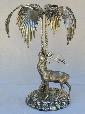 Spanish Valenti sculpture of an elk under trees 1970's - signed