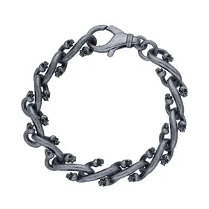 Sterling Silver 11mm Skull Link Chain Bracelet