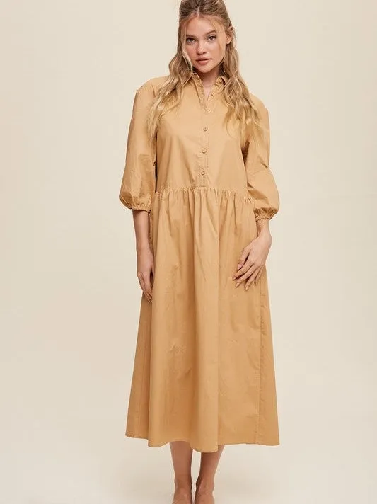 Style that Never Fades Button Front Babydoll Maxi Dress