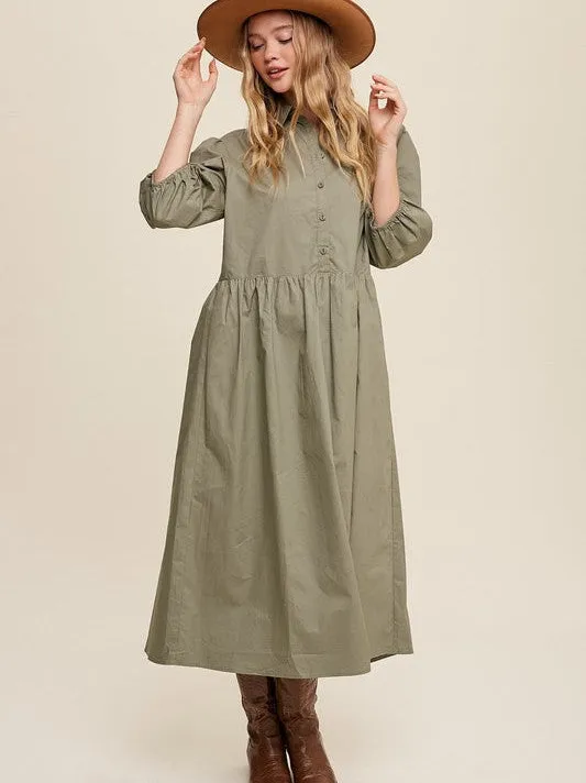 Style that Never Fades Button Front Babydoll Maxi Dress