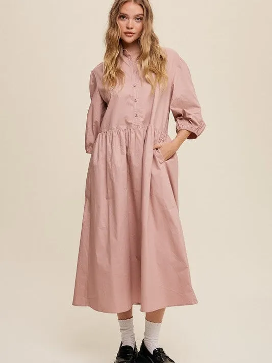 Style that Never Fades Button Front Babydoll Maxi Dress