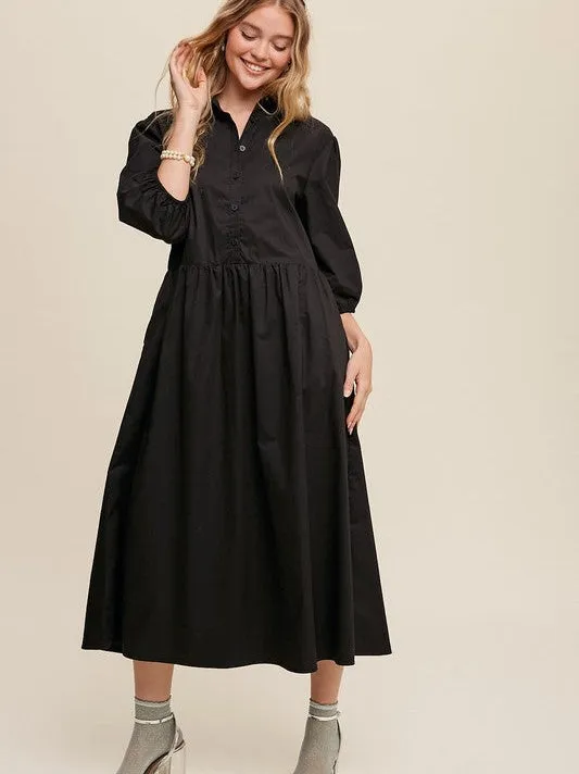 Style that Never Fades Button Front Babydoll Maxi Dress