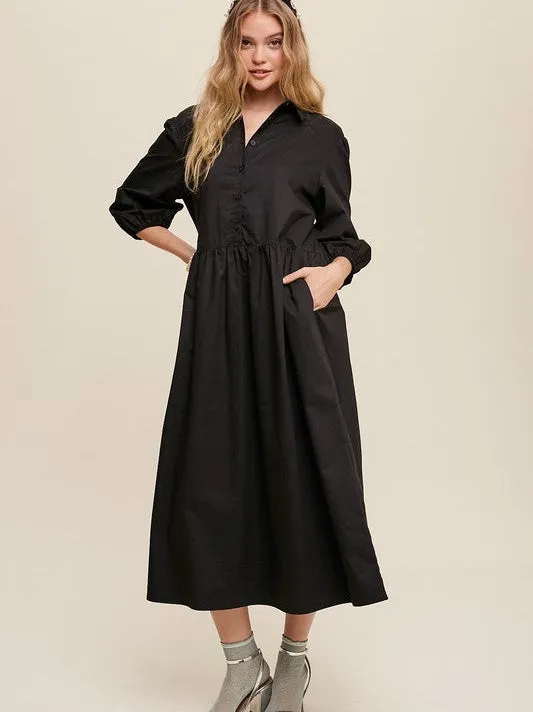 Style that Never Fades Button Front Babydoll Maxi Dress