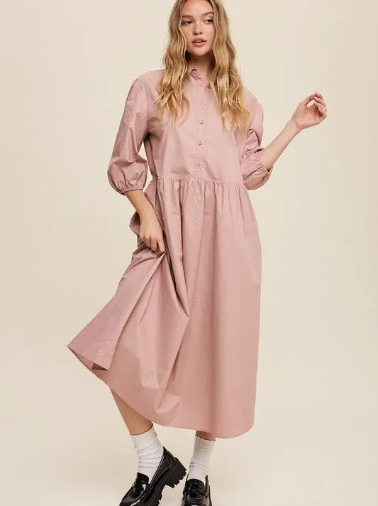 Style that Never Fades Button Front Babydoll Maxi Dress