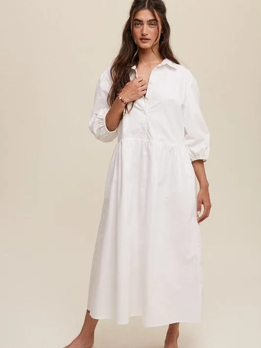 Style that Never Fades Button Front Babydoll Maxi Dress