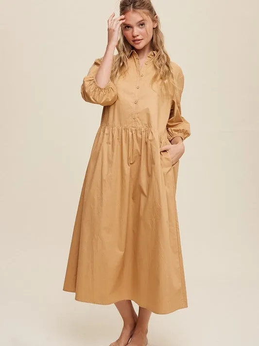 Style that Never Fades Button Front Babydoll Maxi Dress