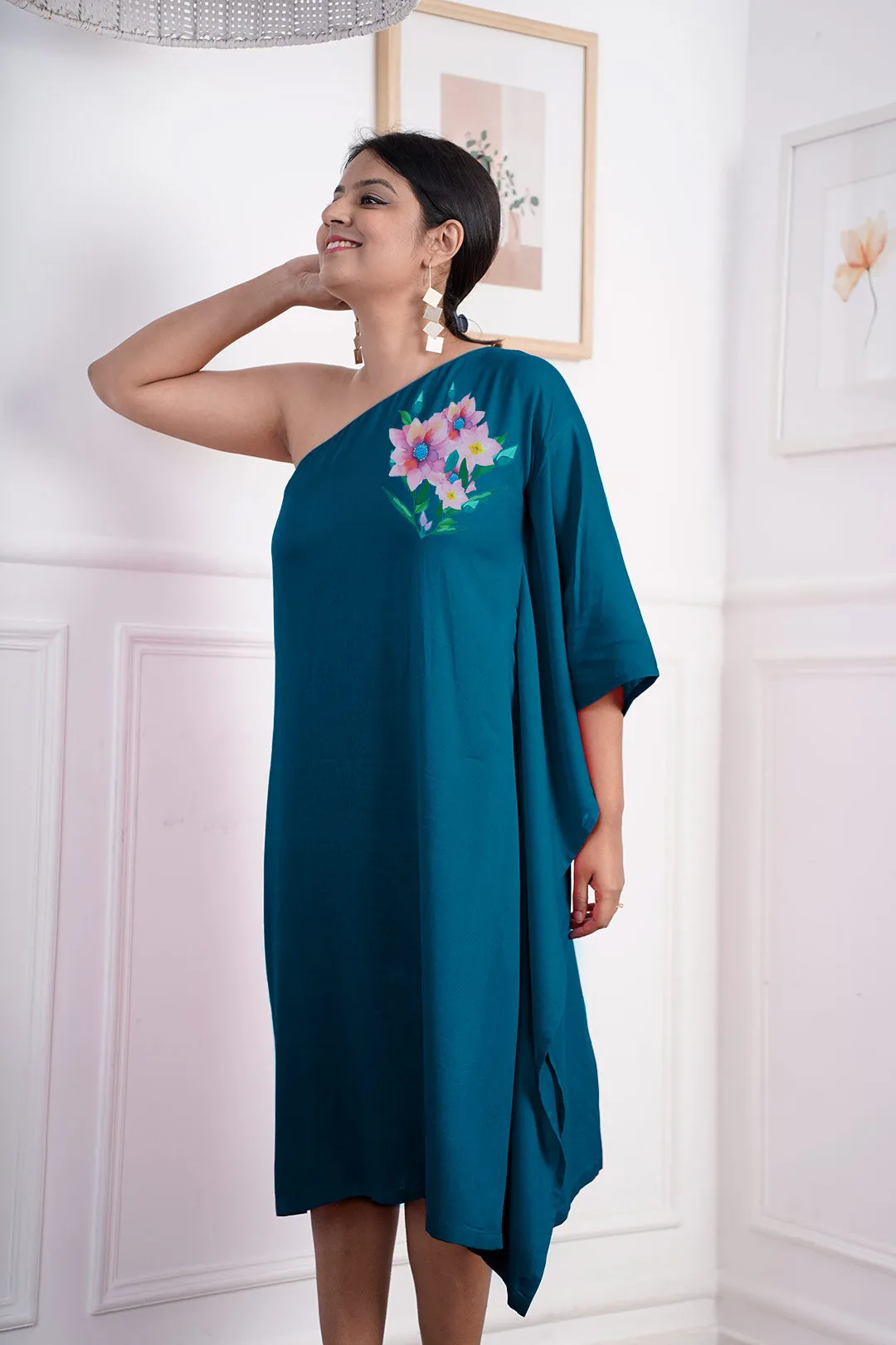 Teal Rayon OneShoulder Dress - Tealicious