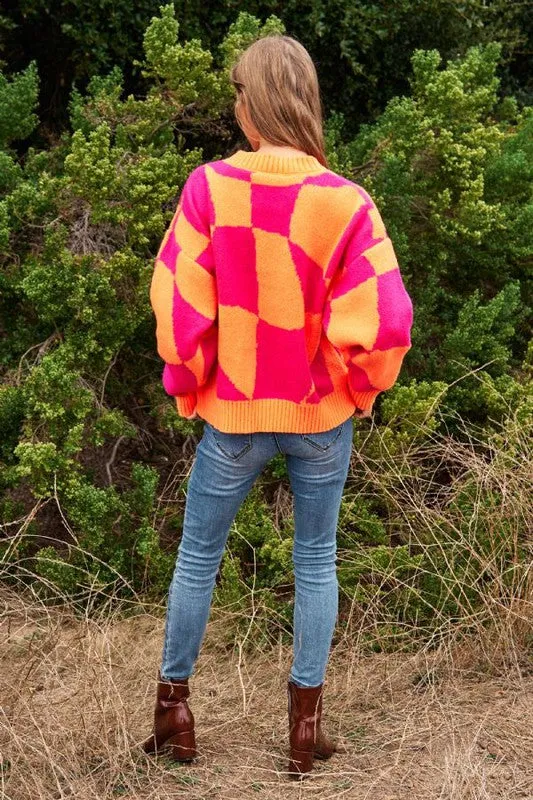 TEEK - Multi Geo Checker Knit Sweater