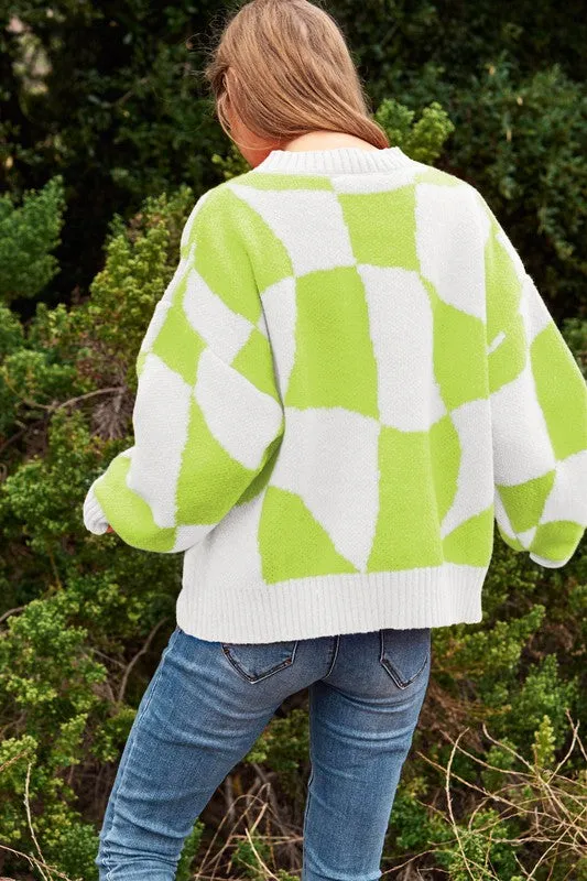 TEEK - Multi Geo Checker Knit Sweater