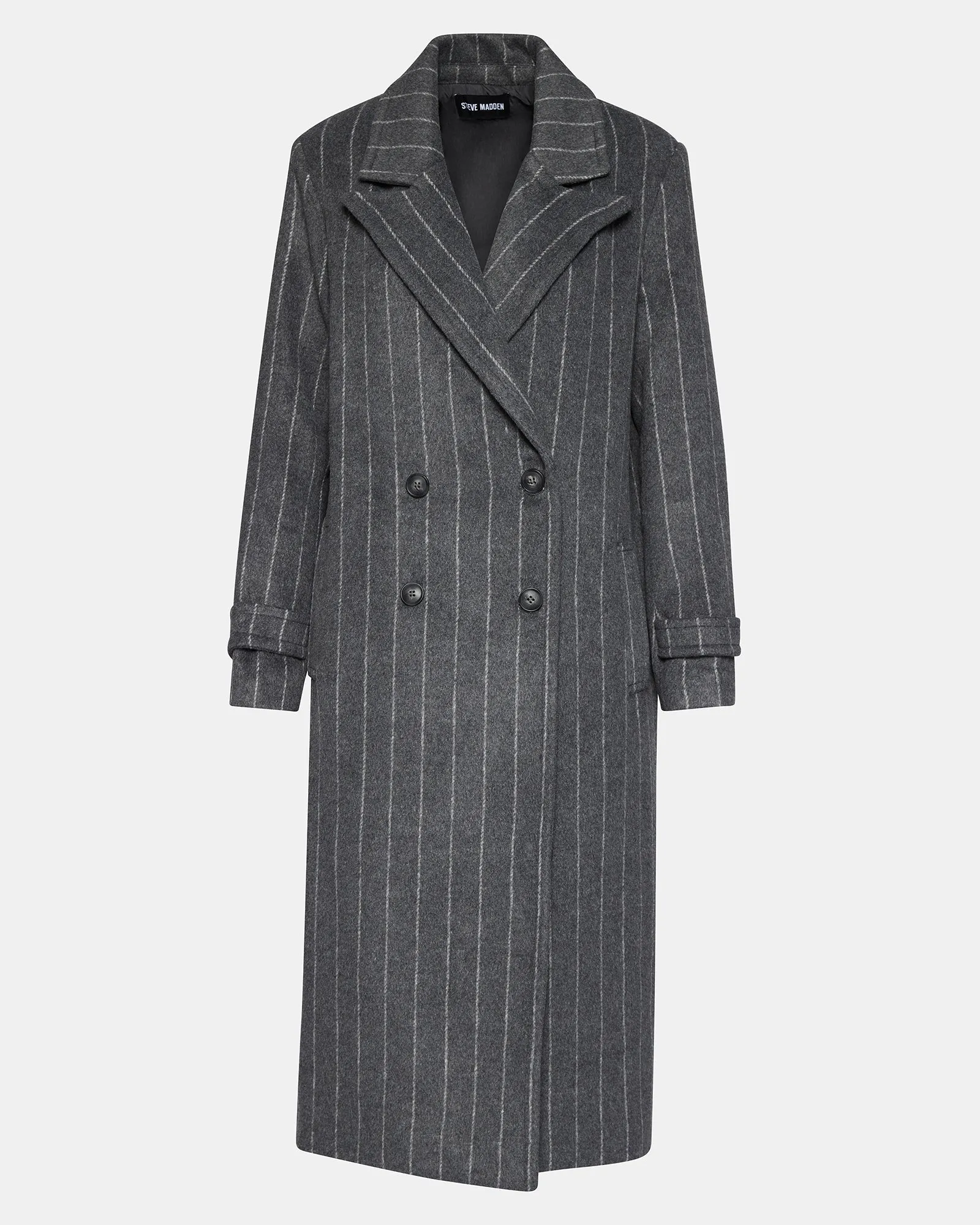 The Deria Coat - Grey Pinstripe