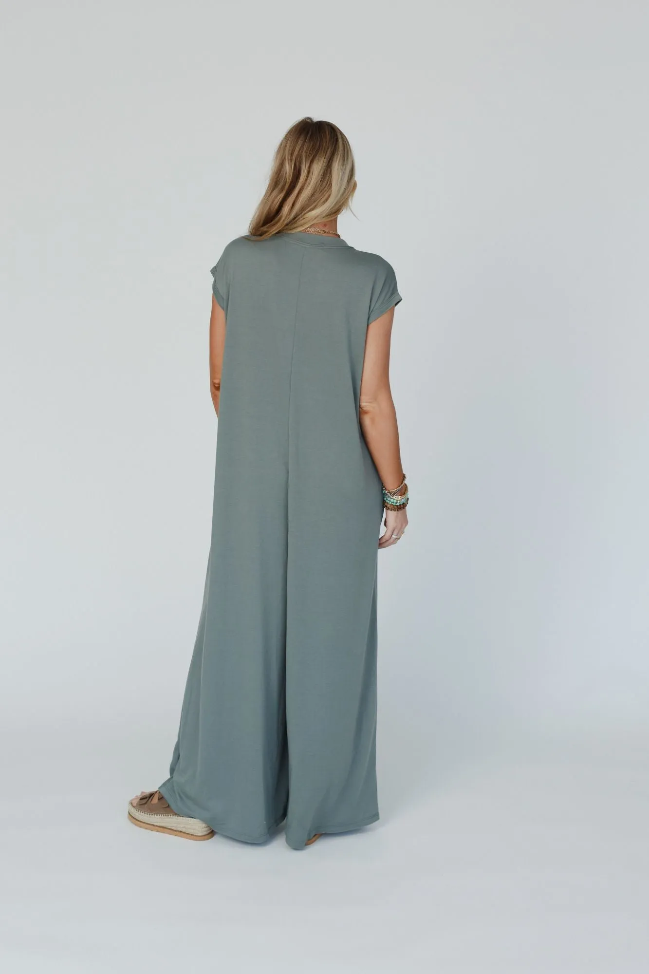 The Nest Davina Wide Leg Jumpsuit - Light Olive