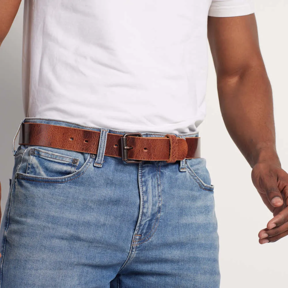 The Rustic Glazed Leather Jean Belt - 1.5"