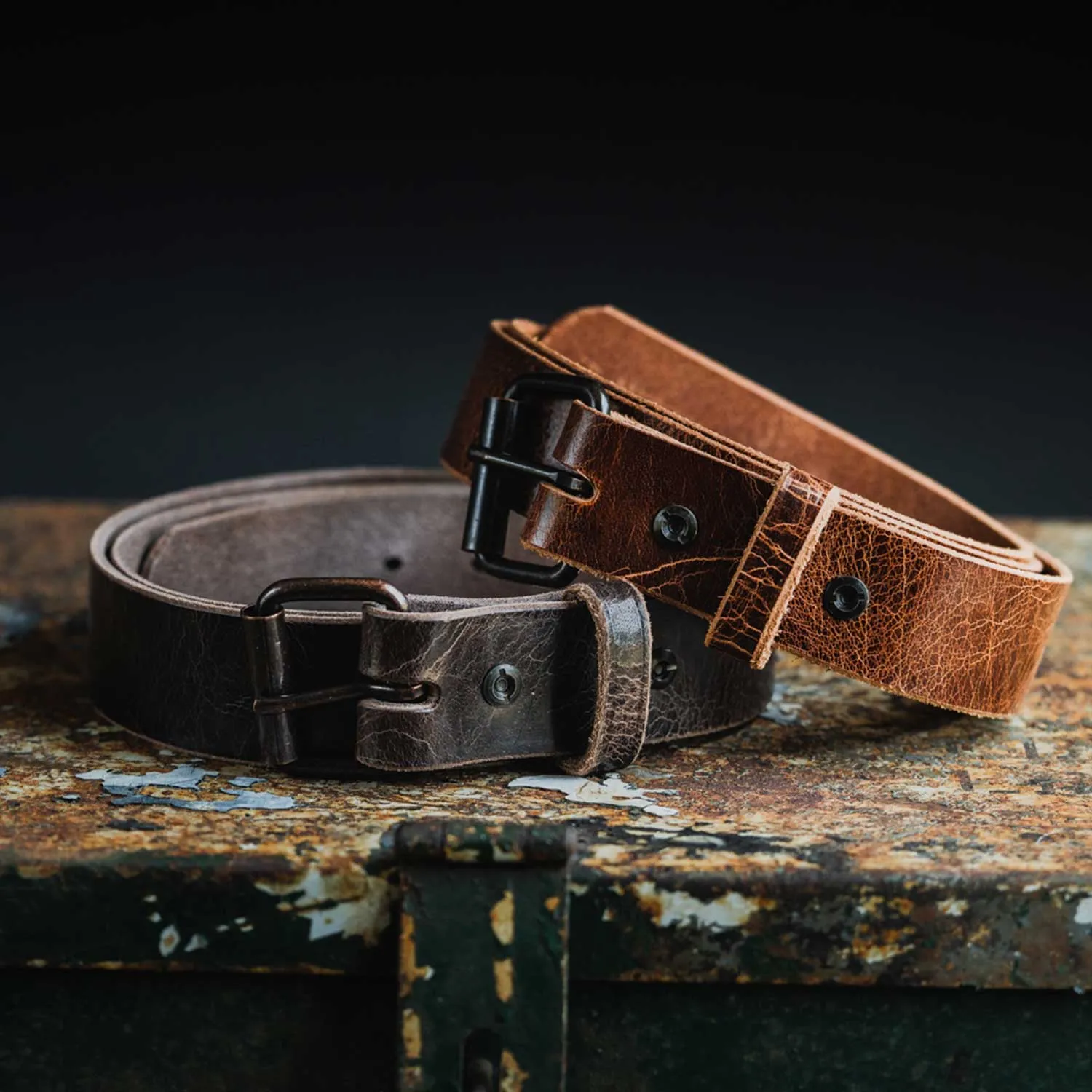 The Rustic Glazed Leather Jean Belt - 1.5"