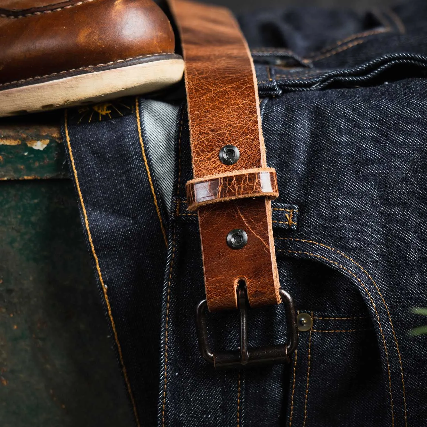 The Rustic Glazed Leather Jean Belt - 1.5"