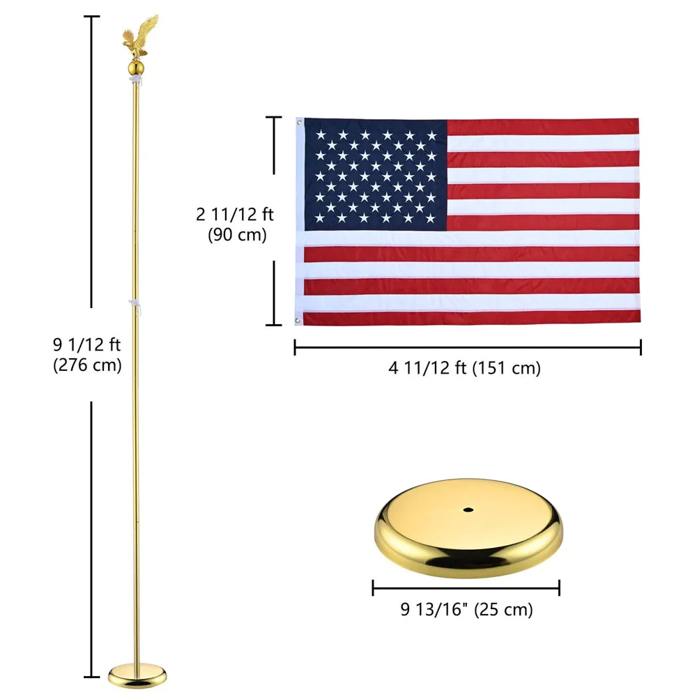 TheLAShop 8 ft Indoor Flag Poles with Stand(Ball Eagle Options)