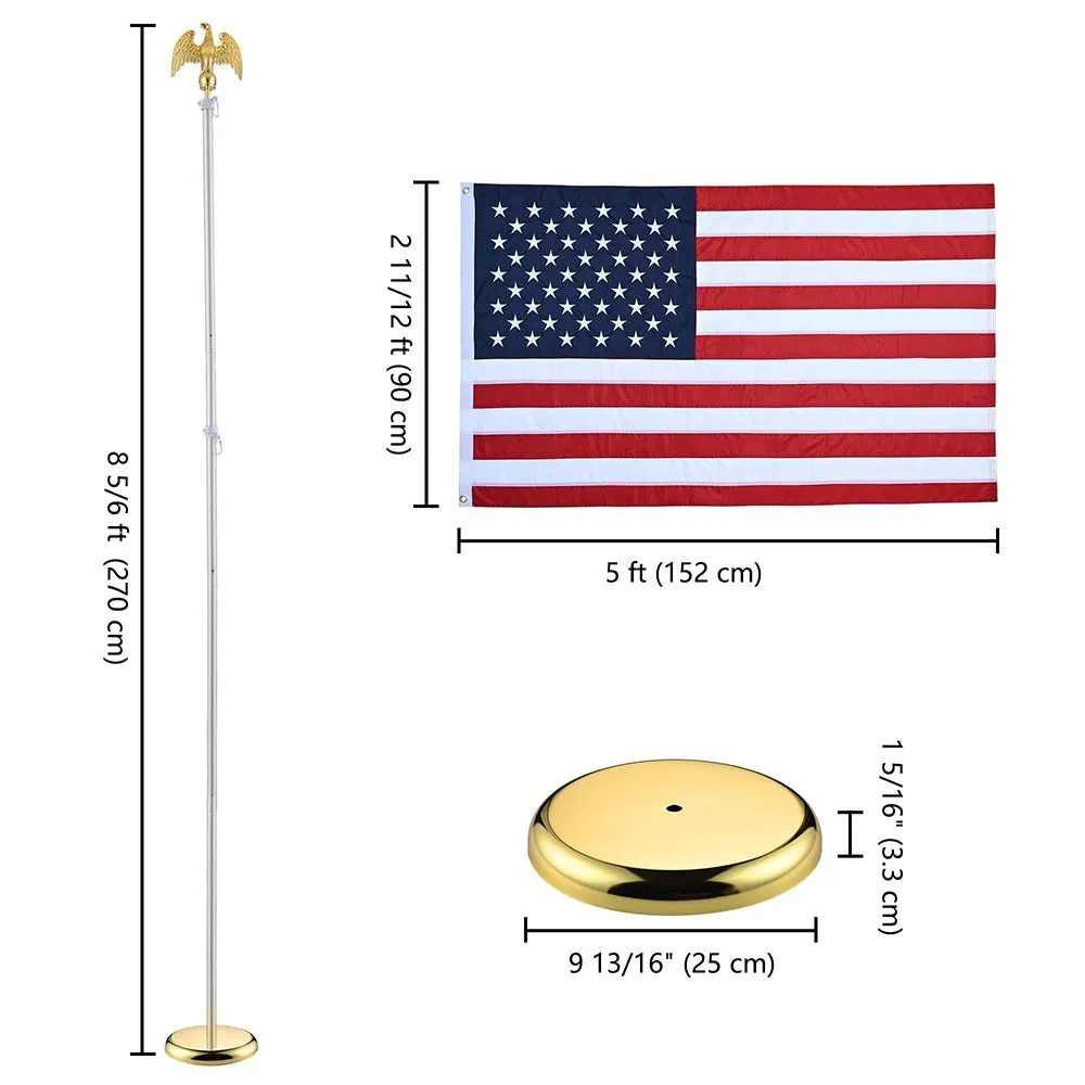 TheLAShop 8 ft Indoor Flag Poles with Stand(Ball Eagle Options)