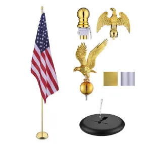 TheLAShop 8 ft Indoor Flag Poles with Stand(Ball Eagle Options)