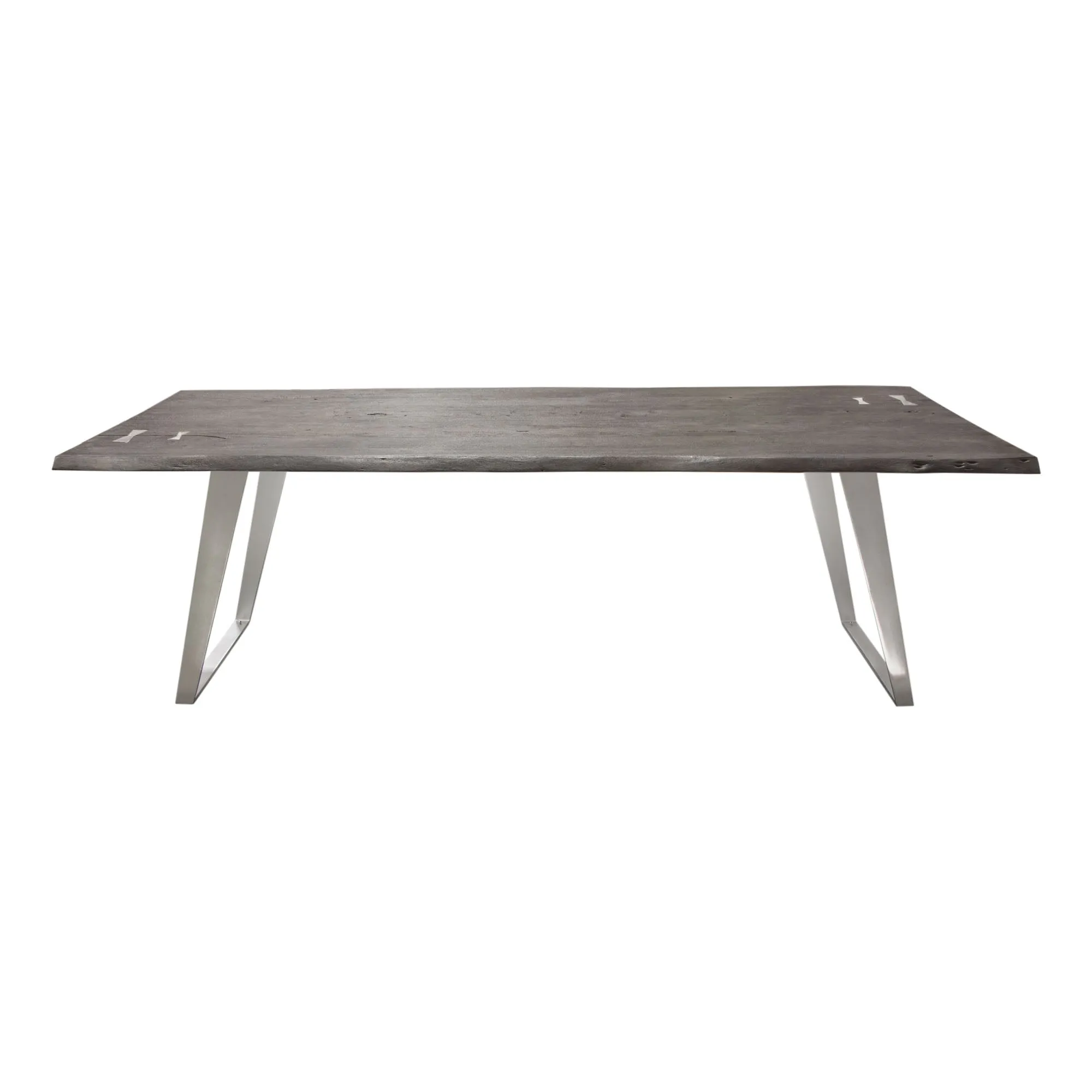 Titan Solid Acacia Wood Dining Table in Espresso Finish w/ Silver Metal Inlay & Base by Diamond Sofa