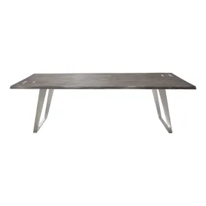 Titan Solid Acacia Wood Dining Table in Espresso Finish w/ Silver Metal Inlay & Base by Diamond Sofa